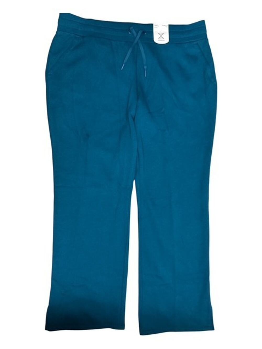 Xersion XXL Pants Women Teal Green Soft Fleece Straight Leg Adjustable Waist